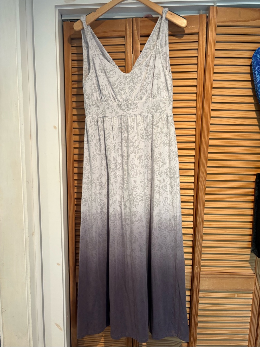 Boho Floral Maxi Deess Garnet Hill Ombre Flowy Summer Coastal Cotton Beach - Picture 4 of 8